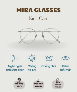 Kính cận Mira Metal M01 chống ánh sáng xanh, tia UV và chống chói hiệu quả. Thiết kế gọng kim loại mảnh, thời trang và bảo vệ mắt tối ưu.
