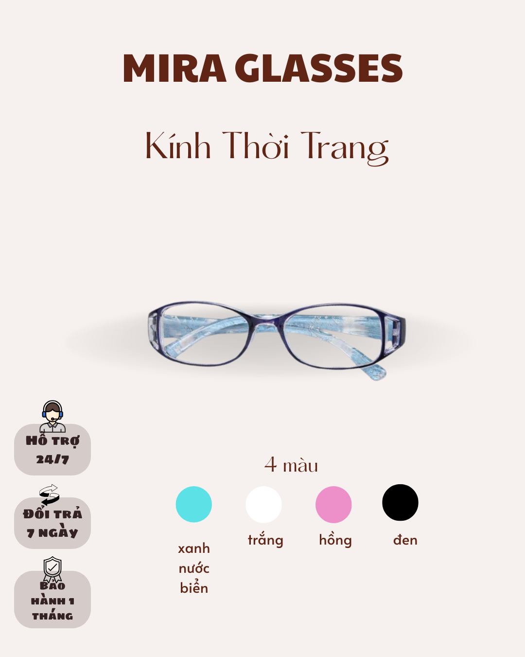 MIRA GLASSES Gọng kính cận thời trang MIRA GLASSES nhiều màu sắc