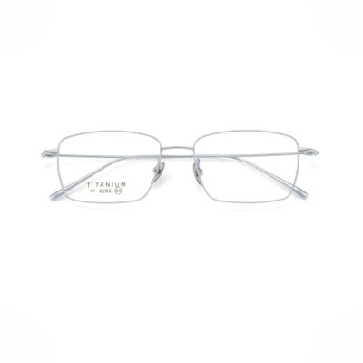 Gọng kính titan nam nữ cao cấp chính hãng màu bạc thời trang